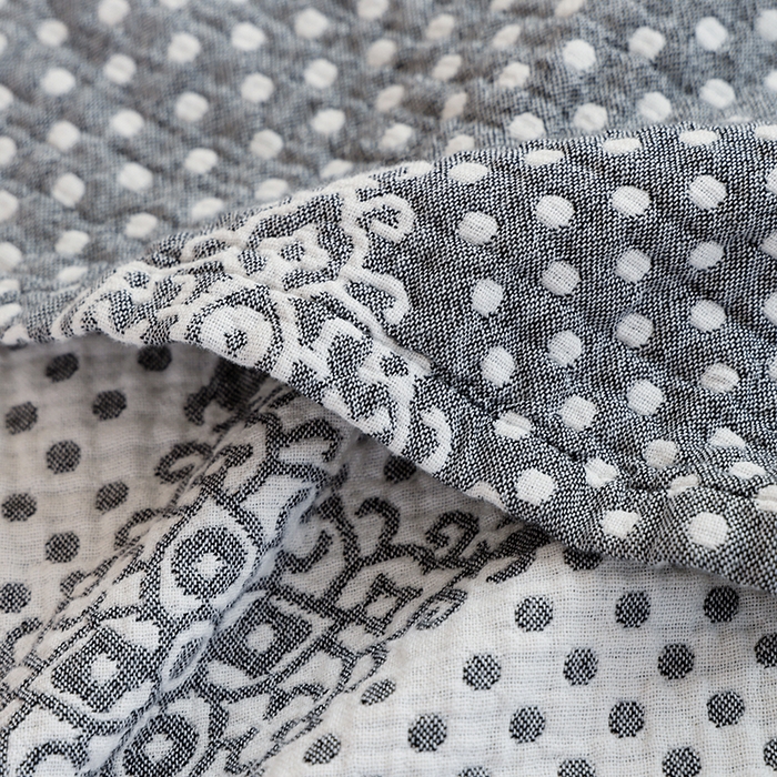 91家纺网 家纺一手货源 找家纺 朴尔2025年新品伯尔尼风格全棉加厚三层纱布毛巾被 星辰-灰