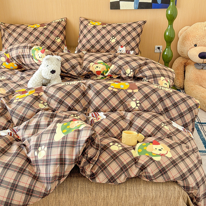 91家纺网 家纺一手货源 找家纺 感遇全棉软萌清新四件套 巧克力狗