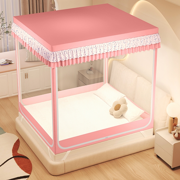 91家纺网 家纺一手货源 找家纺 迪凡保罗蚊帐 2025新款2503专版印花遮光帘防摔坐床蚊帐建模图 俏皮猫