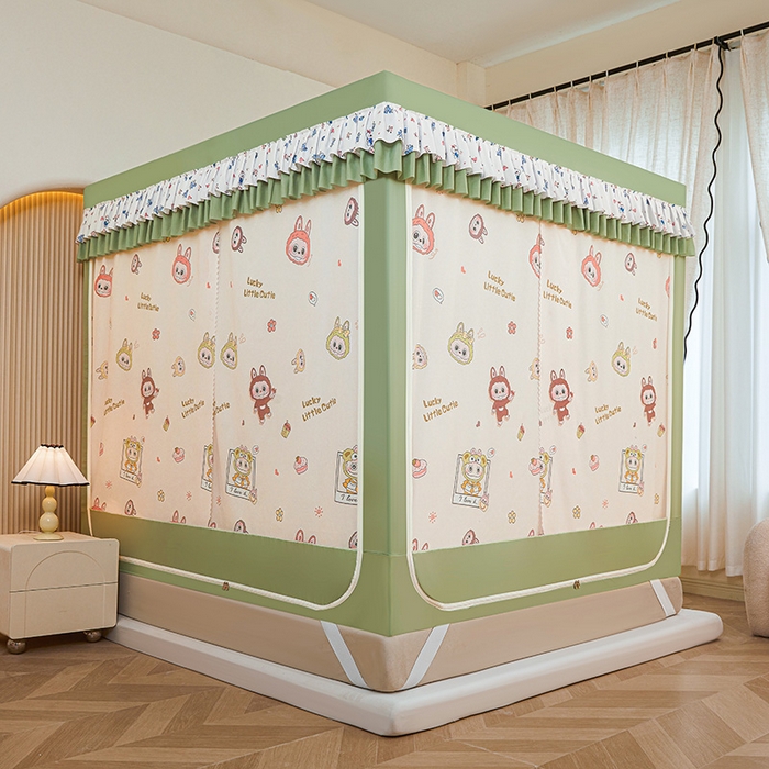 91家纺网 家纺一手货源 找家纺 迪凡保罗蚊帐 2025新款2503专版印花遮光帘防摔坐床蚊帐实拍图 潮玩俱乐部