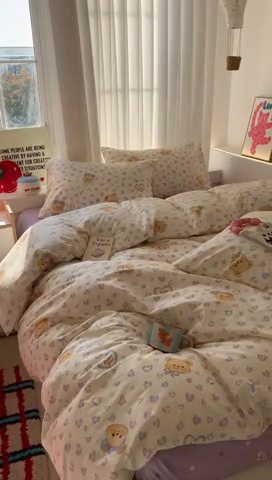 91家纺网 家纺一手货源 找家纺 （总）澳萝拉 2025新款卡通小清新春夏全棉亲肤舒适三件套四件套