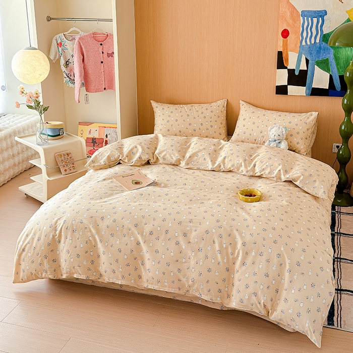 91家纺网 家纺一手货源 找家纺 感遇全棉软萌清新四件套 开心兔子