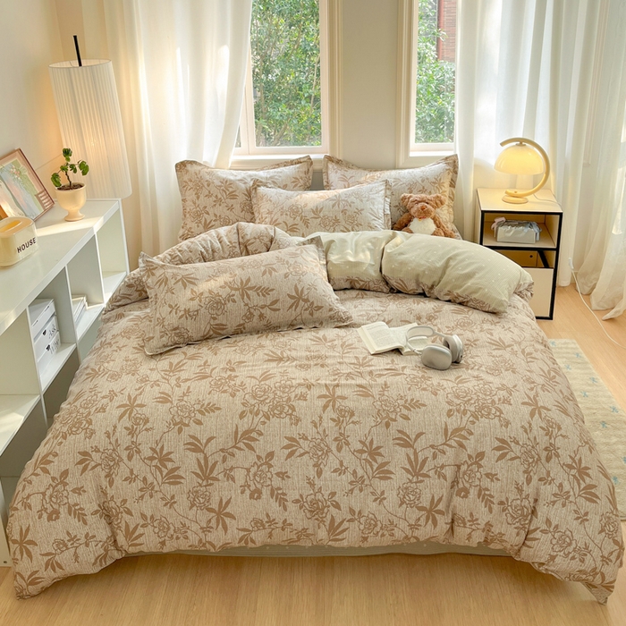 91家纺网 家纺一手货源 找家纺 涵宸家纺 2025新款全棉印花四件套 F花影