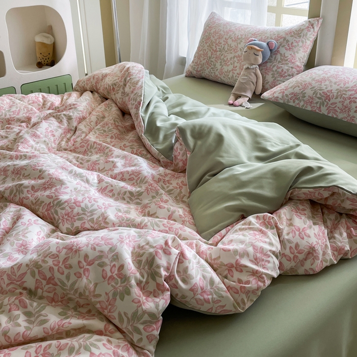 91家纺网 家纺一手货源 找家纺 仟网汇 2025新款针织双层纱AB版四件套 美嘉