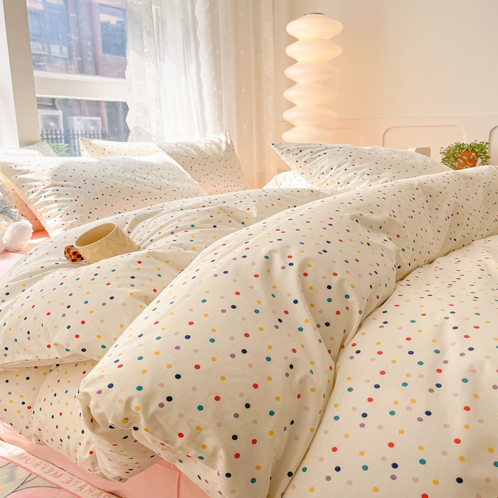 91家纺网 家纺一手货源 找家纺 柠馨 2025新款13372全棉床单床笠枕套被套单品系列-单被套 点点