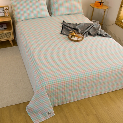 91家纺网 家纺一手货源 找家纺 （总）柠萌家居 2025新款无印风全棉色织A类母婴级纯棉水洗棉床单