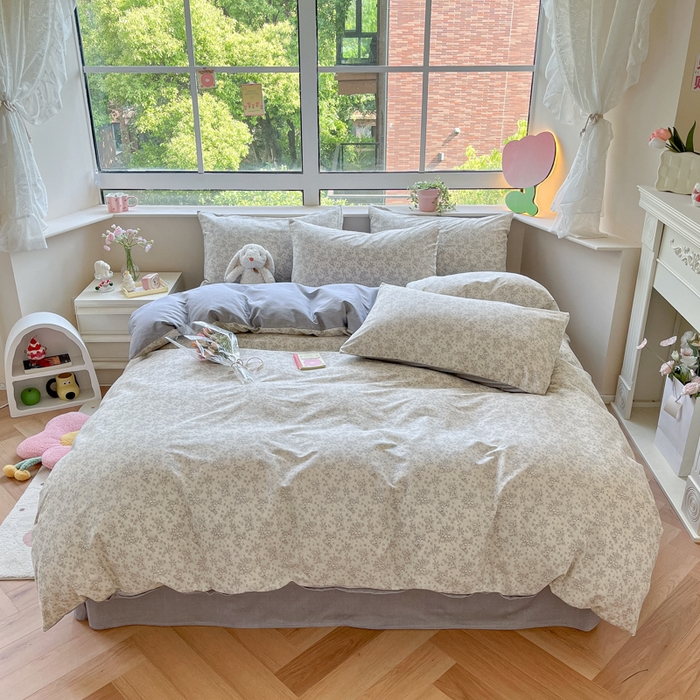 91家纺网 家纺一手货源 找家纺 柠馨 2025新款13372全棉学生三件套单人宿舍三件套四件套 忆南