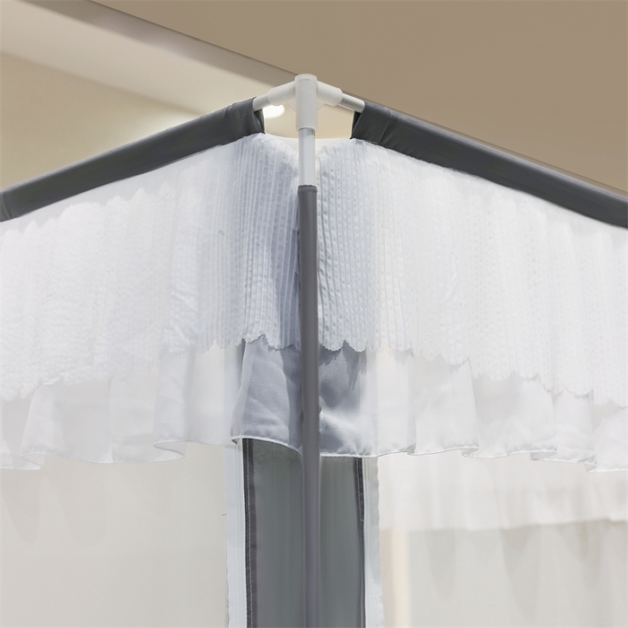 91家纺网 家纺一手货源 找家纺 青竹苑 2025新款双层雪纺边回底外穿坐床 绅士灰