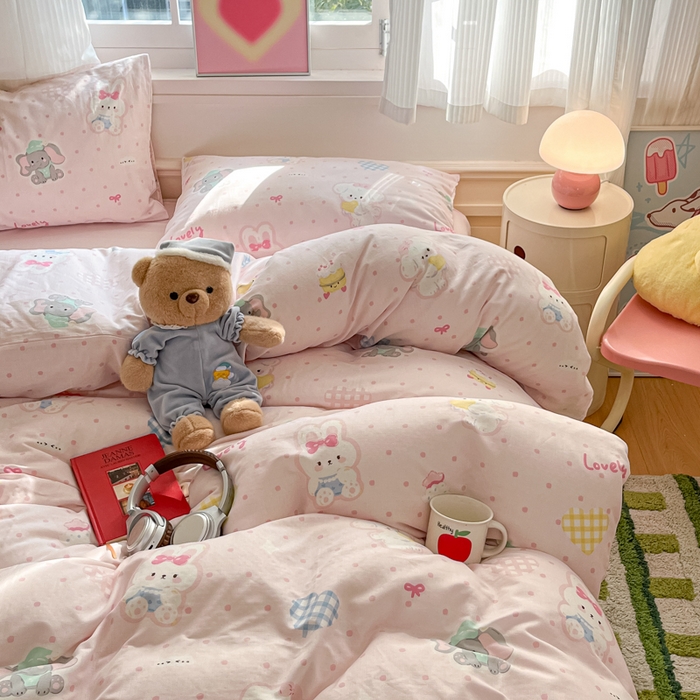 91家纺网 家纺一手货源 找家纺 博雅 2025新款全棉A类双层纱四件套 甜宠派对