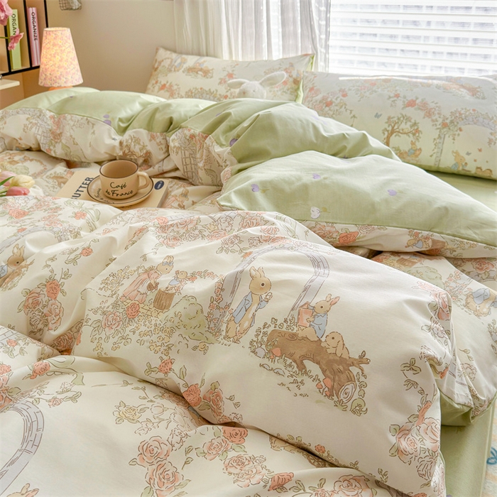 91家纺网 家纺一手货源 找家纺 名兮家居 2025年新款13372全棉印花四件套-卡通系列 菲尔庄园