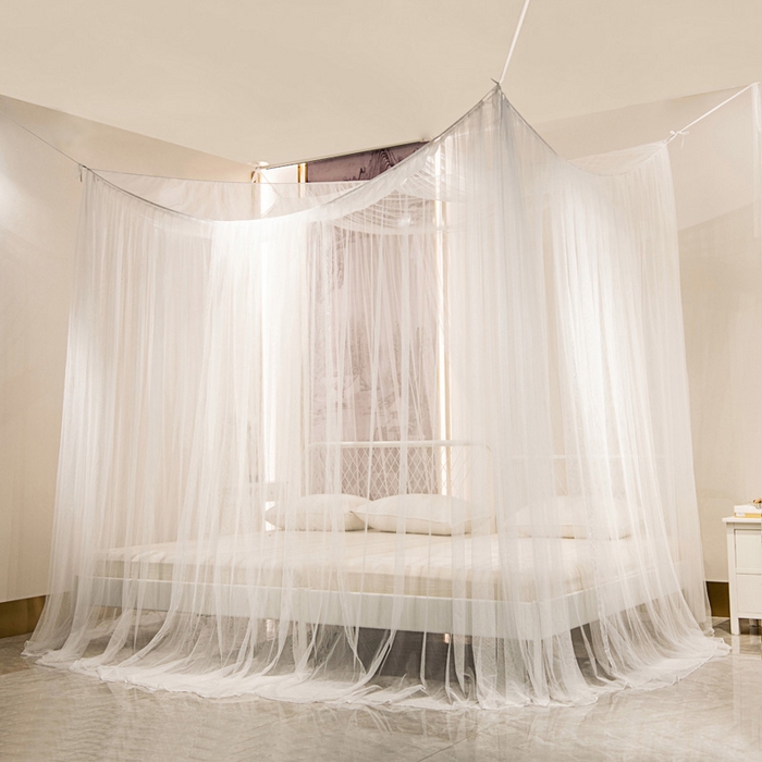 91家纺网 家纺一手货源 找家纺 青竹苑 2025新款万能蚊帐特大床吊顶蚊帐 万能蚊帐-白