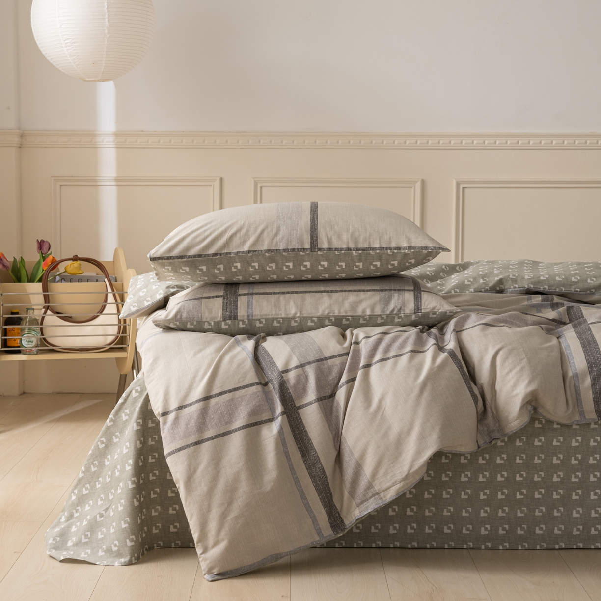 91家纺网 家纺一手货源 找家纺 柠馨 2025新款13372全棉床单床笠枕套被套单品系列-单被套 格森