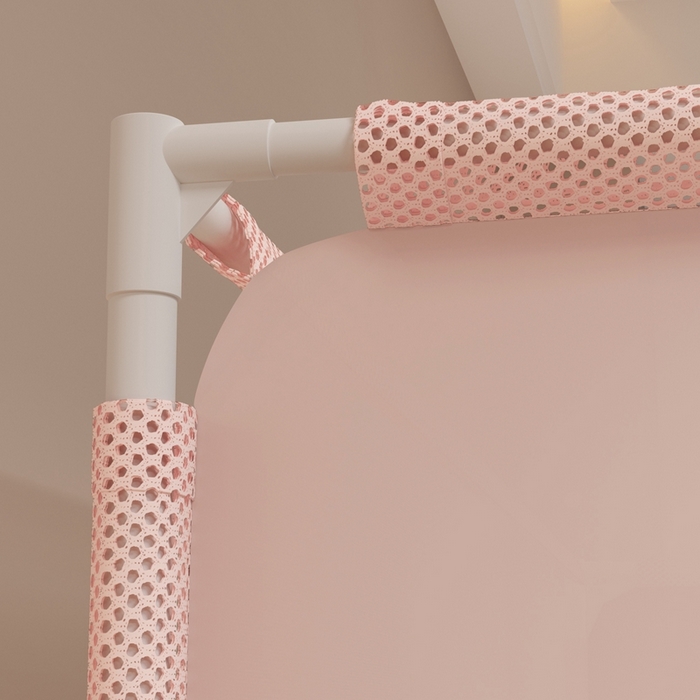 91家纺网 家纺一手货源 找家纺 青竹苑 2025新款双门全底外穿坐床式蚊帐儿童防摔防蚊拉链方帐 纯色字母-可爱粉