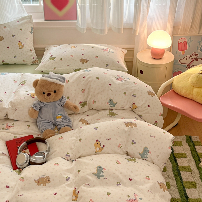 91家纺网 家纺一手货源 找家纺 博雅 2025新款全棉A类双层纱四件套 萌趣龙宝