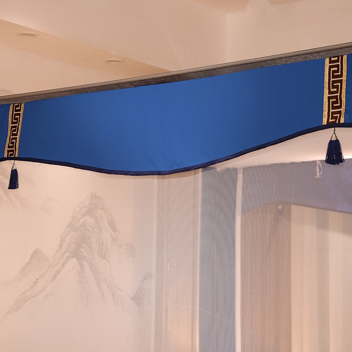 91家纺网 家纺一手货源 找家纺 青竹苑 2025新款外穿中式坐床全底防摔蚊帐 宝石蓝