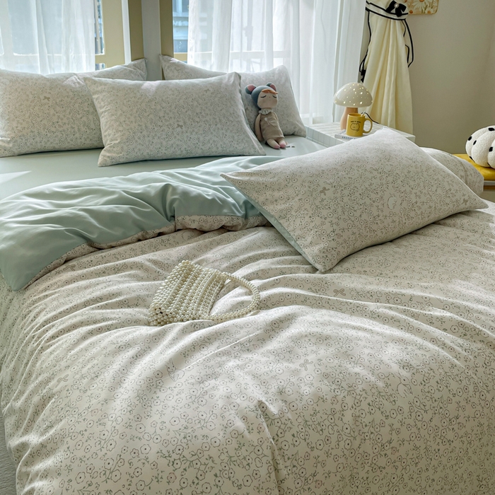 91家纺网 家纺一手货源 找家纺 仟网汇 2025新款针织双层纱AB版四件套 安琪兔