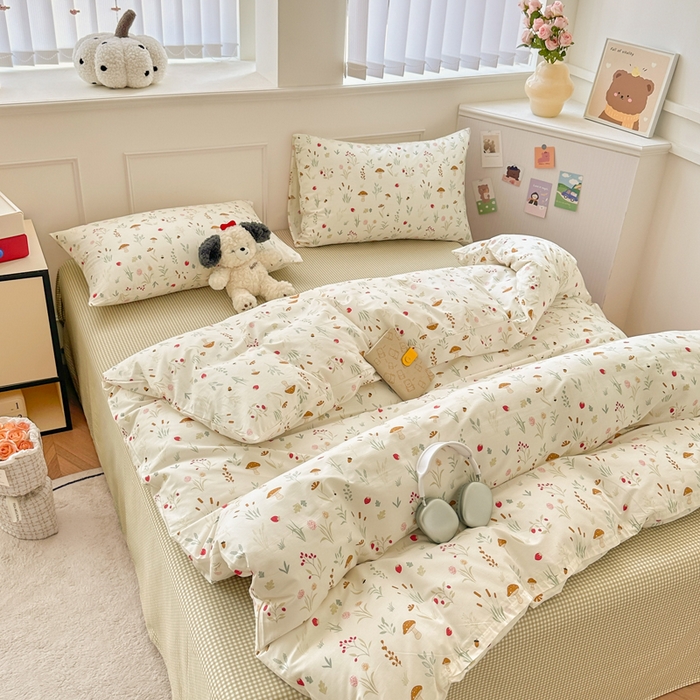 91家纺网 家纺一手货源 找家纺 柠馨 2025新款13372全棉学生三件套单人宿舍三件套四件套 阳光森林