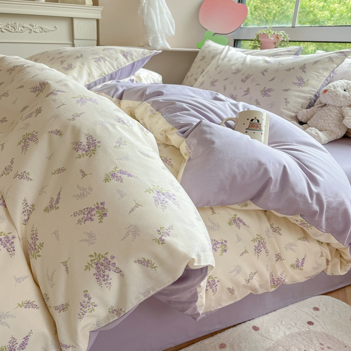 91家纺网 家纺一手货源 找家纺 柠馨 2025新款13372全棉床单床笠枕套被套单品系列-单被套 浅薇