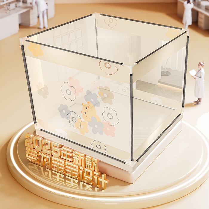 91家纺网 家纺一手货源 找家纺 青竹苑 2025新款帐纱印花外穿坐床防摔蚊帐 花朵喵喵