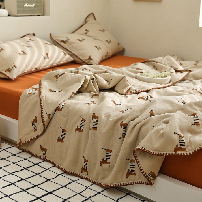 91家纺网 家纺一手货源 找家纺 买家秀 爆款不断货A类母婴级双层纱大豆被子春秋被秋冬被大豆纤维被子被芯空调被20%大豆被子夏被夏凉被 腊肠狗狗1