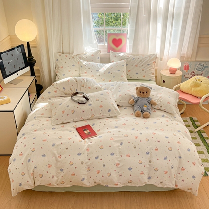 博雅 2025新款全棉A类双层纱四件套 奶油蛋糕