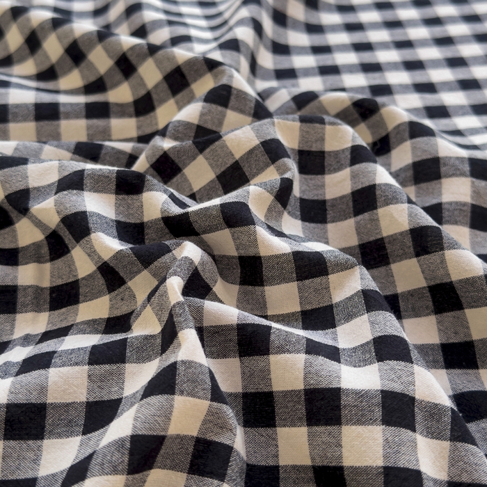 91家纺网 家纺一手货源 找家纺 柠萌家居 2025新款无印风全棉色织A类母婴级纯棉水洗棉床单 黑白小格