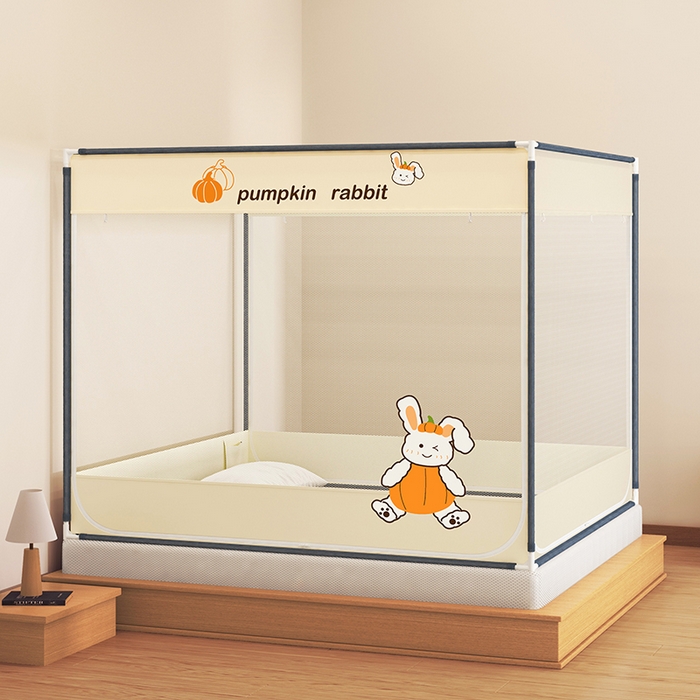 91家纺网 家纺一手货源 找家纺 青竹苑 2025新款烫画外穿防摔坐床蚊帐 南瓜兔兔