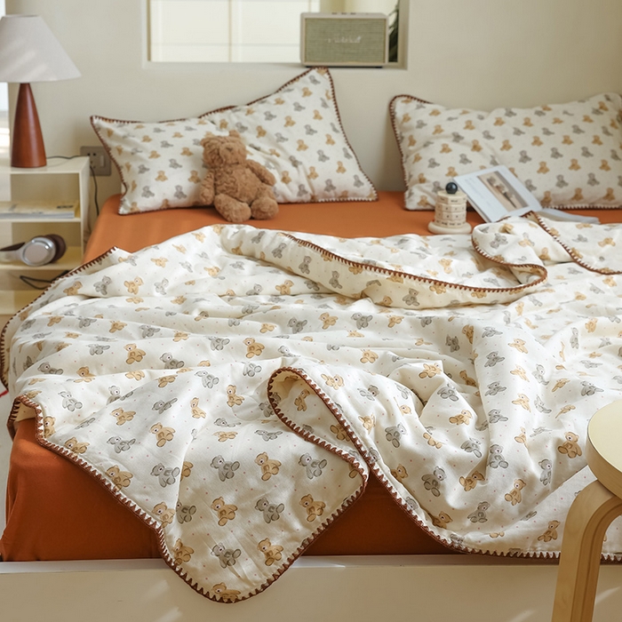 91家纺网 家纺一手货源 找家纺 买家秀 爆款不断货A类母婴级双层纱大豆被子春秋被秋冬被大豆纤维被子被芯空调被20%大豆被子夏被夏凉被 波点玩偶熊