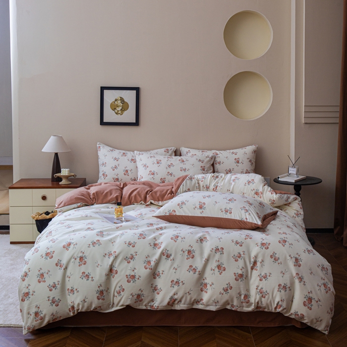 91家纺网 家纺一手货源 找家纺 斯卡诺家纺 2025新款针织天竺棉水洗棉四件套被套学生宿舍三件套床单款 玫瑰庄园