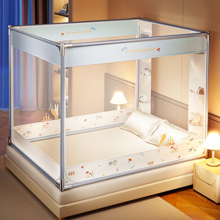 91家纺网 家纺一手货源 找家纺 青竹苑 2025新款口袋款外穿防摔坐床蚊帐 萝卜小兔兔