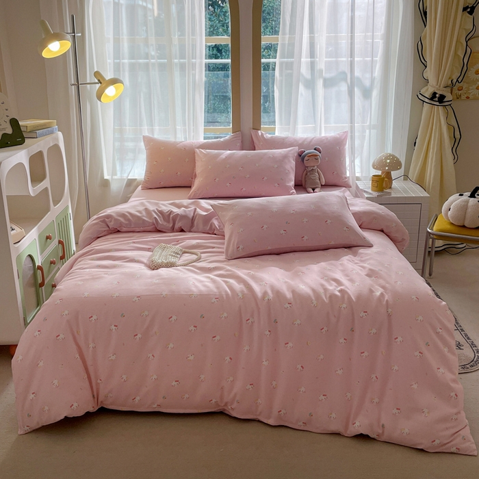 91家纺网 家纺一手货源 找家纺 仟网汇 2025新款针织双层纱AB版四件套 萌萌小猫