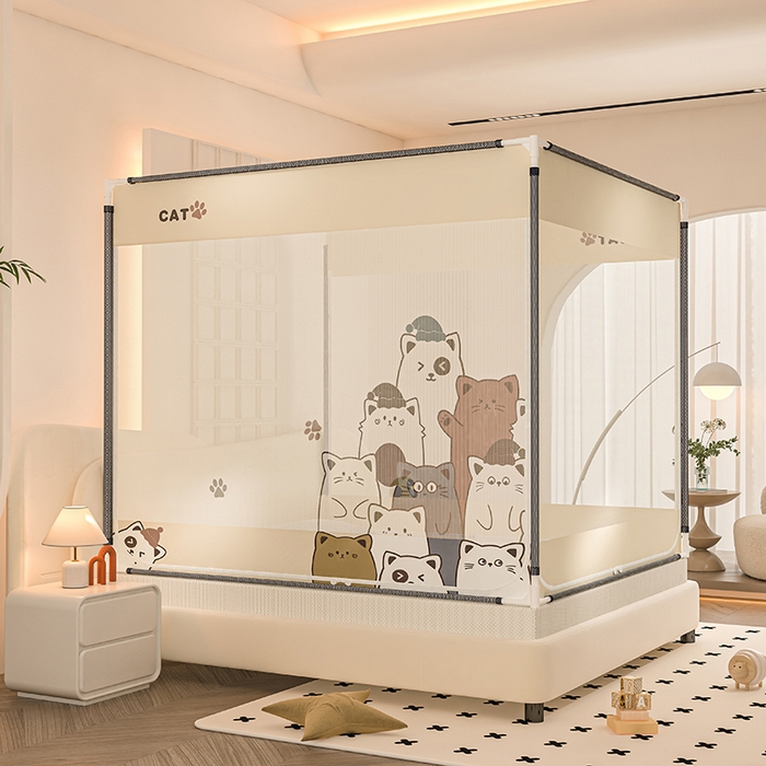 91家纺网 家纺一手货源 找家纺 （总）青竹苑 2025新款帐纱印花外穿坐床防摔蚊帐