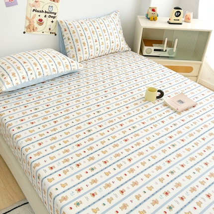 柠馨 2025新款13372全棉床单床笠枕套被套单品系列-单床笠 熊熊乐园
