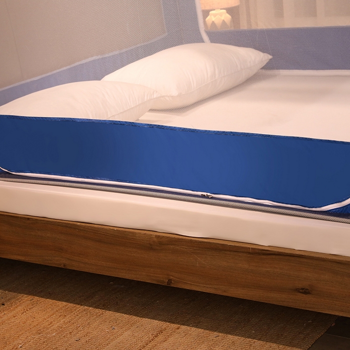 91家纺网 家纺一手货源 找家纺 青竹苑 2025新款外穿中式坐床全底防摔蚊帐 宝石蓝