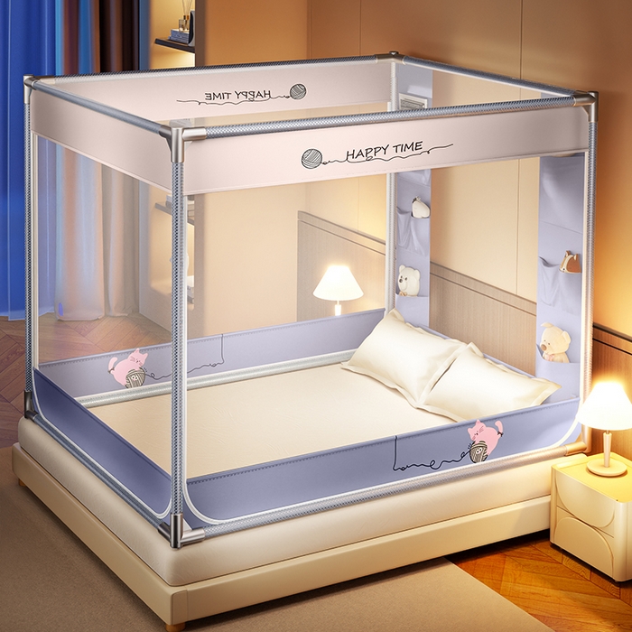 91家纺网 家纺一手货源 找家纺 青竹苑 2025新款口袋款外穿防摔坐床蚊帐 毛线喵