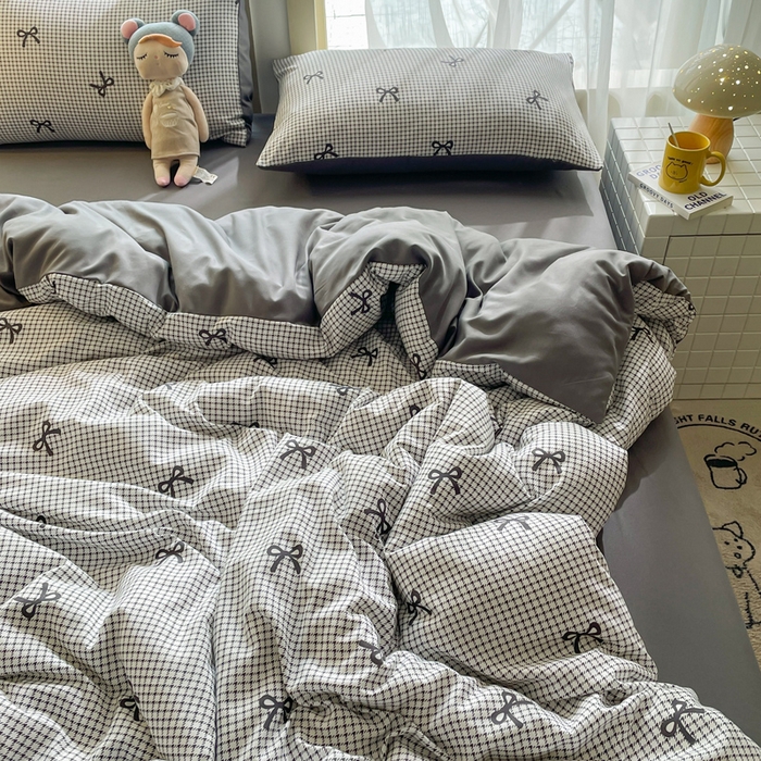 91家纺网 家纺一手货源 找家纺 仟网汇 2025新款针织双层纱AB版四件套 如初