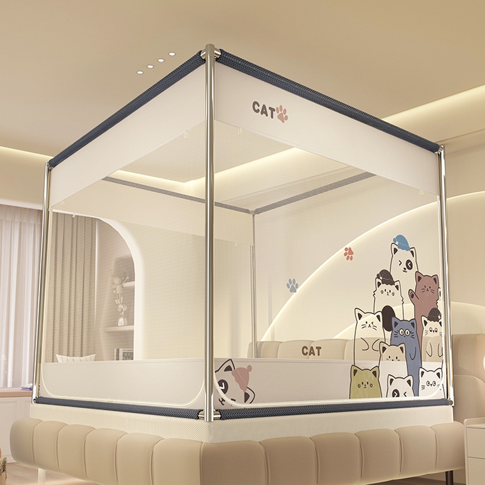 91家纺网 家纺一手货源 找家纺 （总）青竹苑 2025新款帐纱印花外穿坐床防摔蚊帐