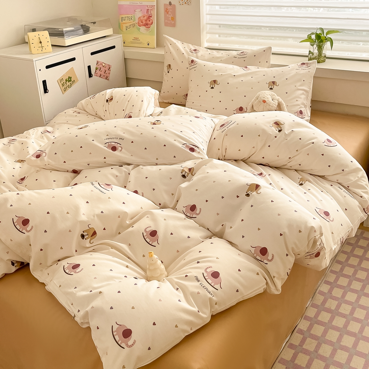 91家纺网 家纺一手货源 找家纺 柠馨 2025新款13372全棉床单床笠枕套被套单品系列-单被套 小象乐园