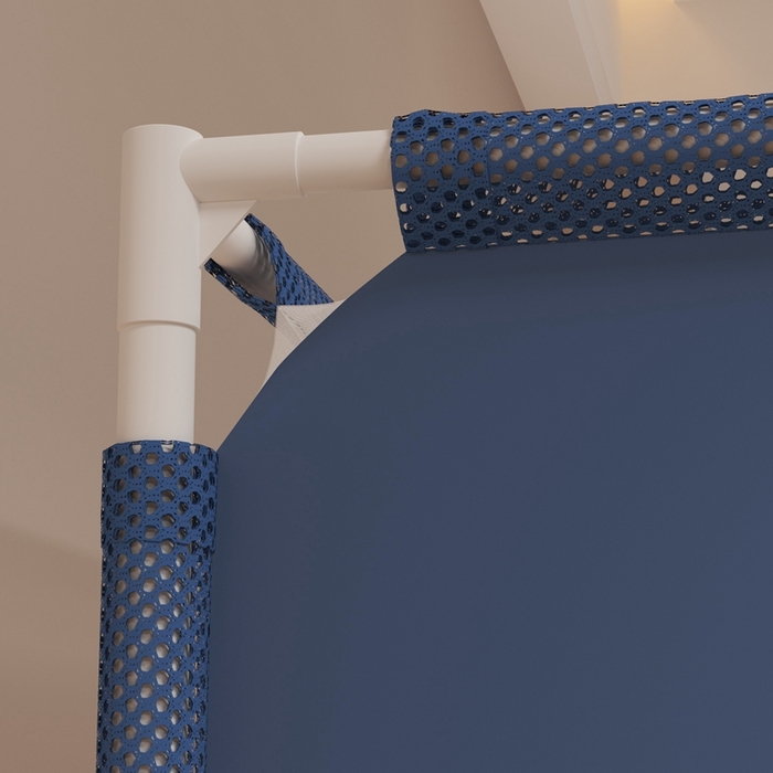 91家纺网 家纺一手货源 找家纺 青竹苑 2025新款双门全底外穿坐床式蚊帐儿童防摔防蚊拉链方帐 纯色字母-宾利蓝