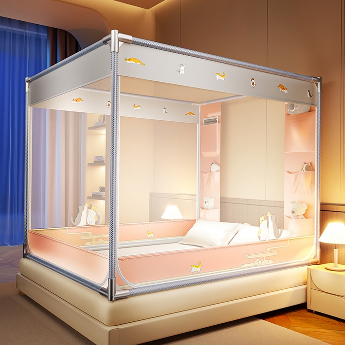 91家纺网 家纺一手货源 找家纺 青竹苑 2025新款口袋款外穿防摔坐床蚊帐 故宫喵