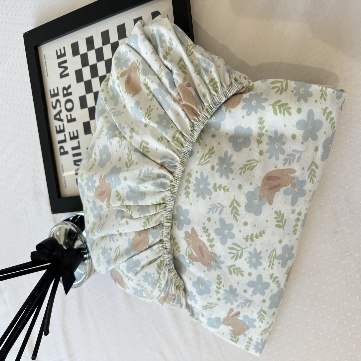 91家纺网 家纺一手货源 找家纺 柠馨 2025新款13372全棉床单床笠枕套被套单品系列-单床笠 欢乐兔