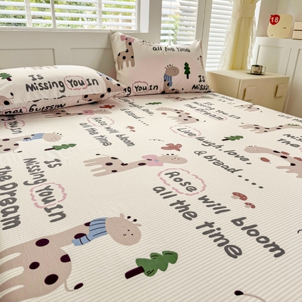 柠馨 2025新款13372全棉床单床笠枕套被套单品系列-单床笠 梦幻小鹿