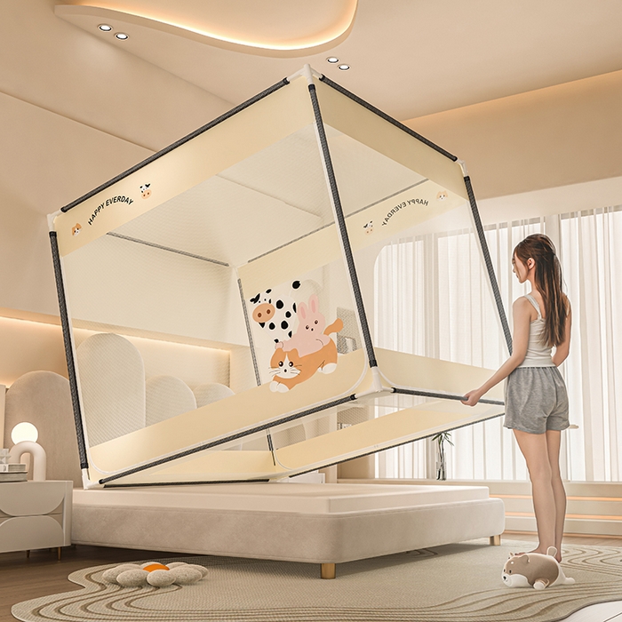 91家纺网 家纺一手货源 找家纺 青竹苑 2025新款烫画外穿防摔坐床蚊帐 伙伴们