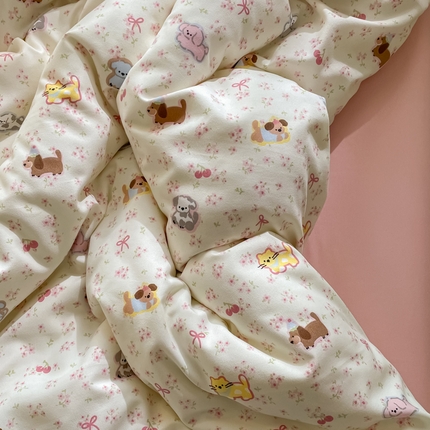 91家纺网 家纺一手货源 找家纺 （总）仟网汇 2025新款针织双层纱AB版四件套