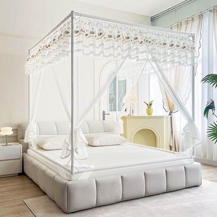 91家纺网 家纺一手货源 找家纺 （总）青竹苑 2025新款紫荆花床笠式坐床防摔蚊帐