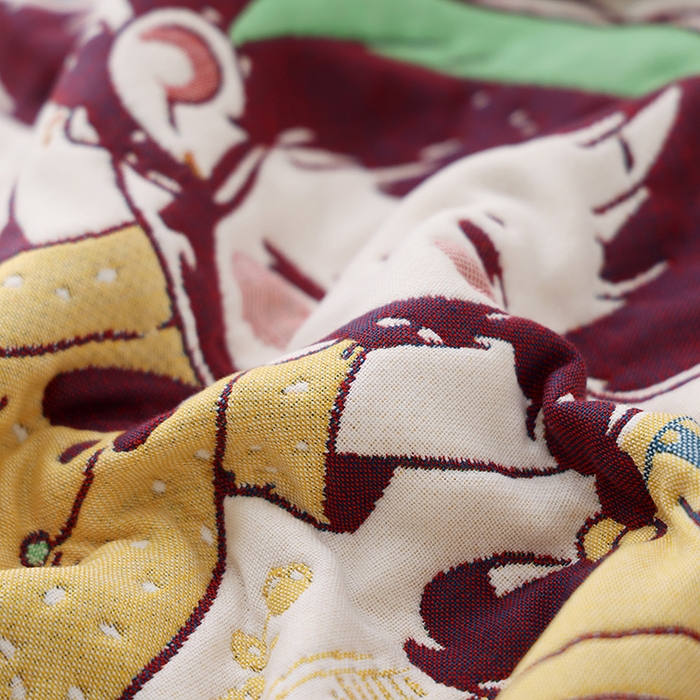 91家纺网 家纺一手货源 找家纺 朴尔家纺-毛巾被 2025新款萌萌系八层纯棉加厚纱布枕巾 早安少女