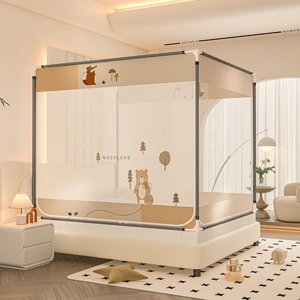 青竹苑 2025新款帐纱印花外穿坐床防摔蚊帐 森林里的熊先生