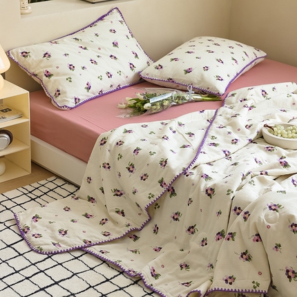 买家秀 爆款不断货A类母婴级双层纱大豆被子春秋被秋冬被大豆纤维被子被芯空调被20%大豆被子夏被夏凉被 紫葡萄