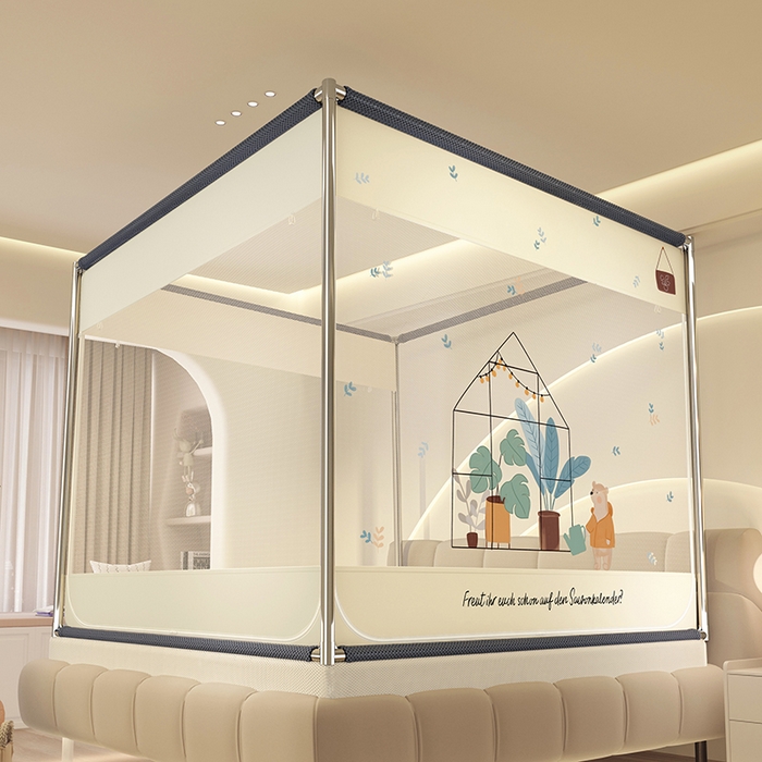 91家纺网 家纺一手货源 找家纺 青竹苑 2025新款帐纱印花外穿坐床防摔蚊帐 熊熊花房