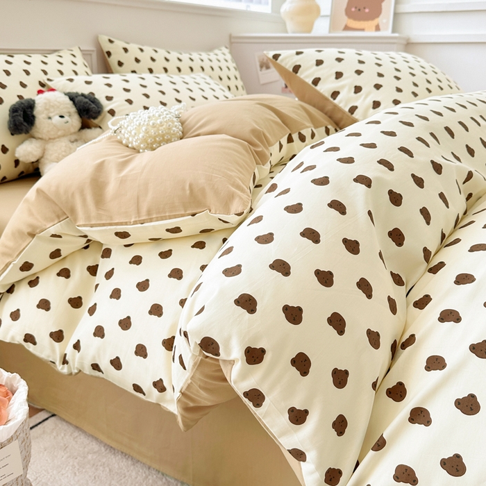 91家纺网 家纺一手货源 找家纺 柠馨 2025新款13372全棉印花四件套 卡夫小熊